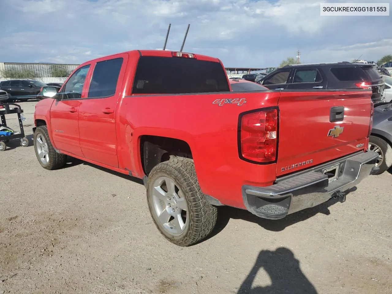 3GCUKRECXGG181553 2016 Chevrolet Silverado K1500 Lt