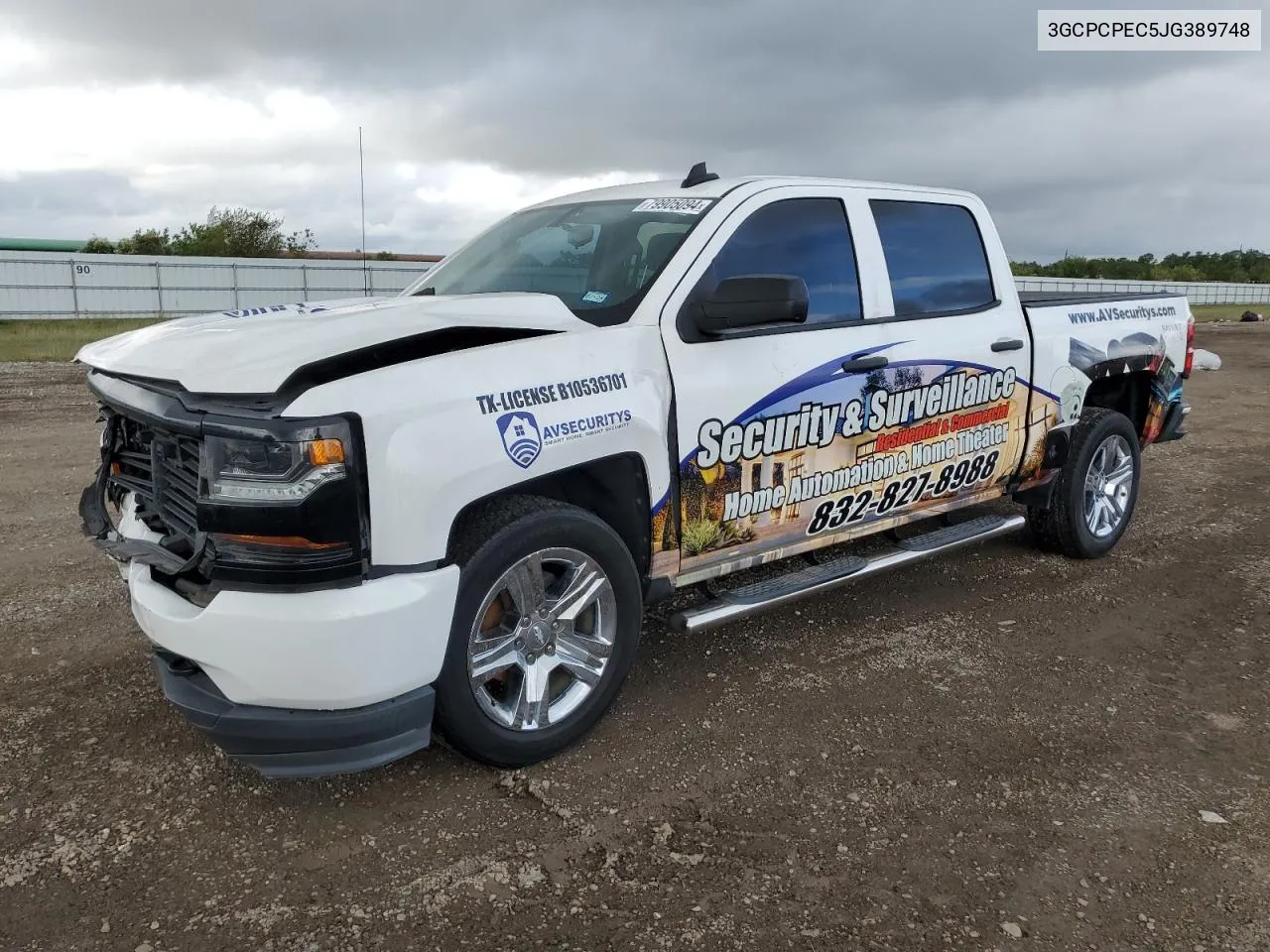 2018 Chevrolet Silverado C1500 Custom VIN: 3GCPCPEC5JG389748 Lot: 79905094