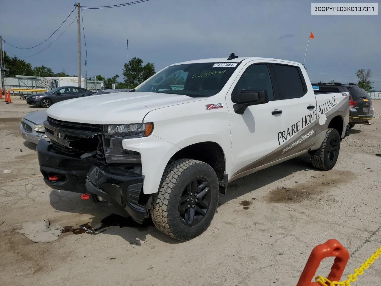 2019 Chevrolet Silverado K1500 Lt Trail Boss VIN: 3GCPYFED3KG137311 Lot: 54309584