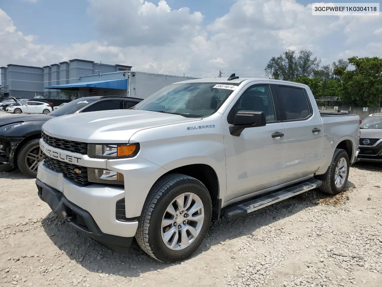 2019 Chevrolet Silverado C1500 Custom VIN: 3GCPWBEF1KG304118 Lot: 55074674