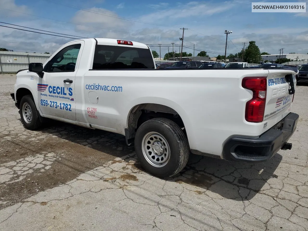 2019 Chevrolet Silverado C1500 VIN: 3GCNWAEH4KG169316 Lot: 55281814