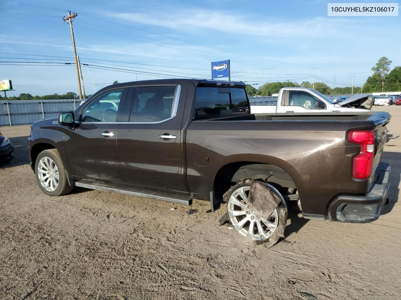 2019 Chevrolet Silverado K1500 High Country VIN: 1GCUYHEL5KZ106017 Lot: 71382504