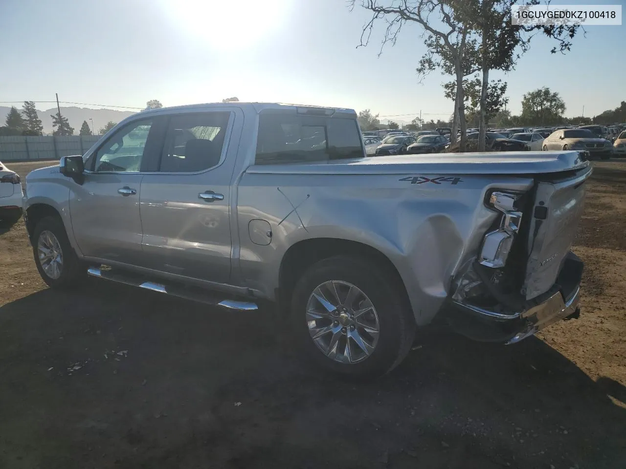 2019 Chevrolet Silverado K1500 Ltz VIN: 1GCUYGED0KZ100418 Lot: 73759924