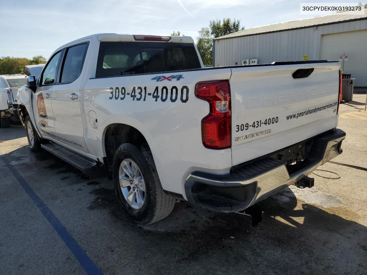 2019 Chevrolet Silverado K1500 Lt VIN: 3GCPYDEK0KG193273 Lot: 74221434