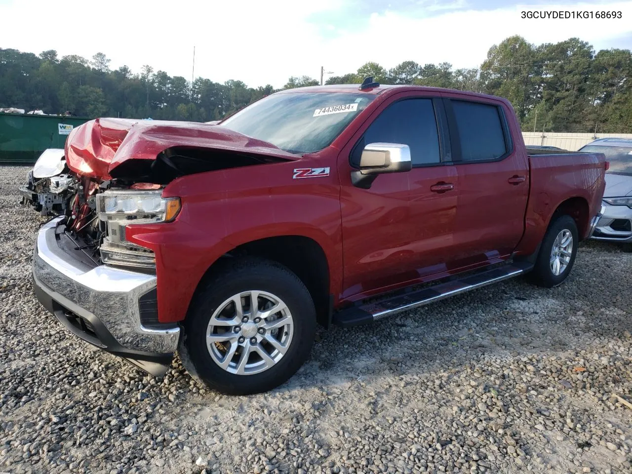 2019 Chevrolet Silverado K1500 Lt VIN: 3GCUYDED1KG168693 Lot: 74436034