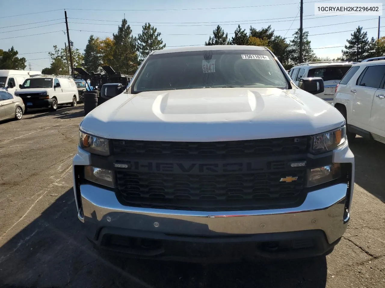 2019 Chevrolet Silverado K1500 VIN: 1GCRYAEH2KZ296402 Lot: 75011074