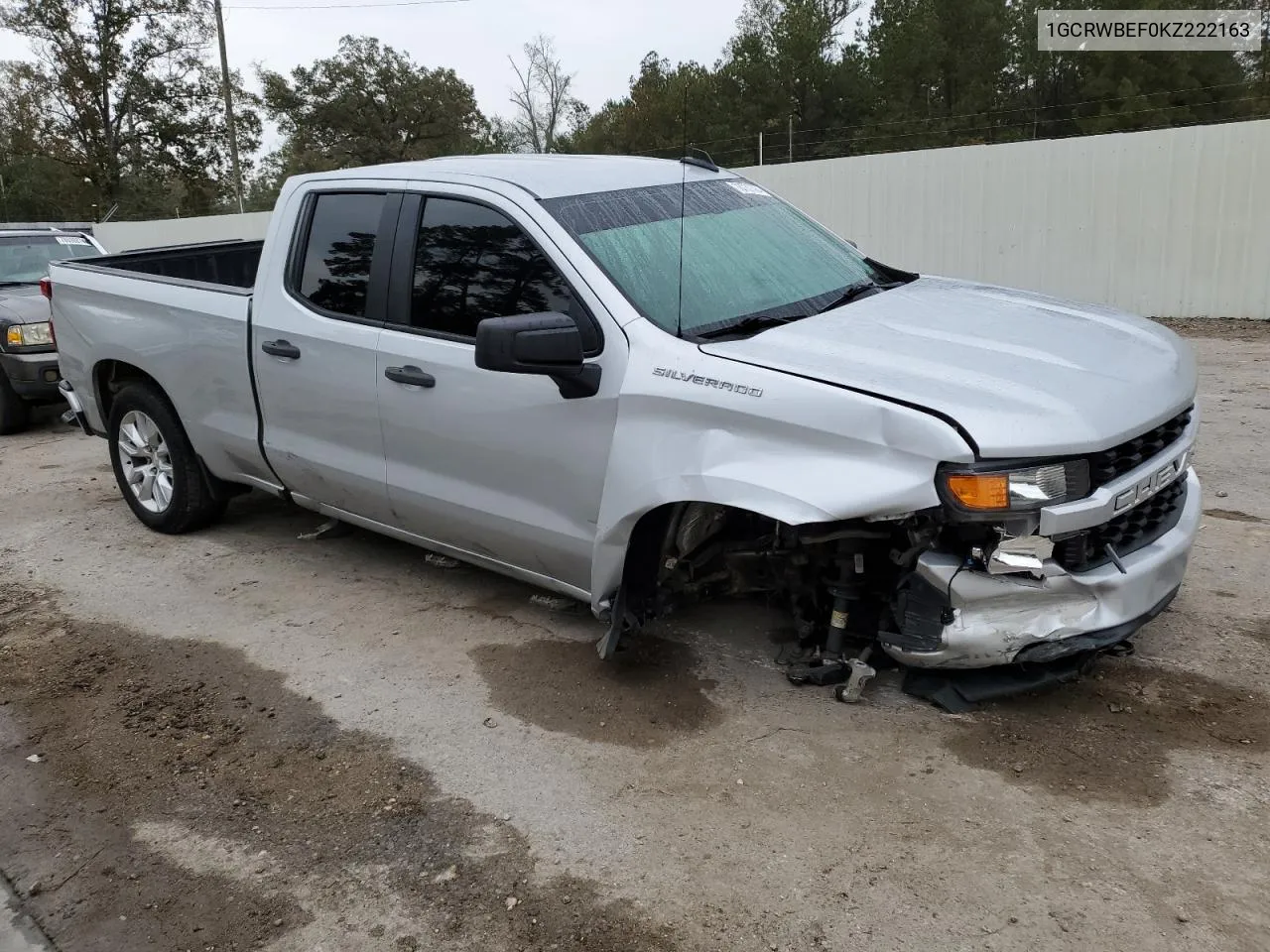 2019 Chevrolet Silverado C1500 Custom VIN: 1GCRWBEF0KZ222163 Lot: 78737384