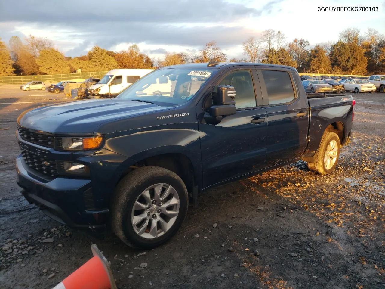 2019 Chevrolet Silverado K1500 Custom VIN: 3GCUYBEF0KG700103 Lot: 78824654