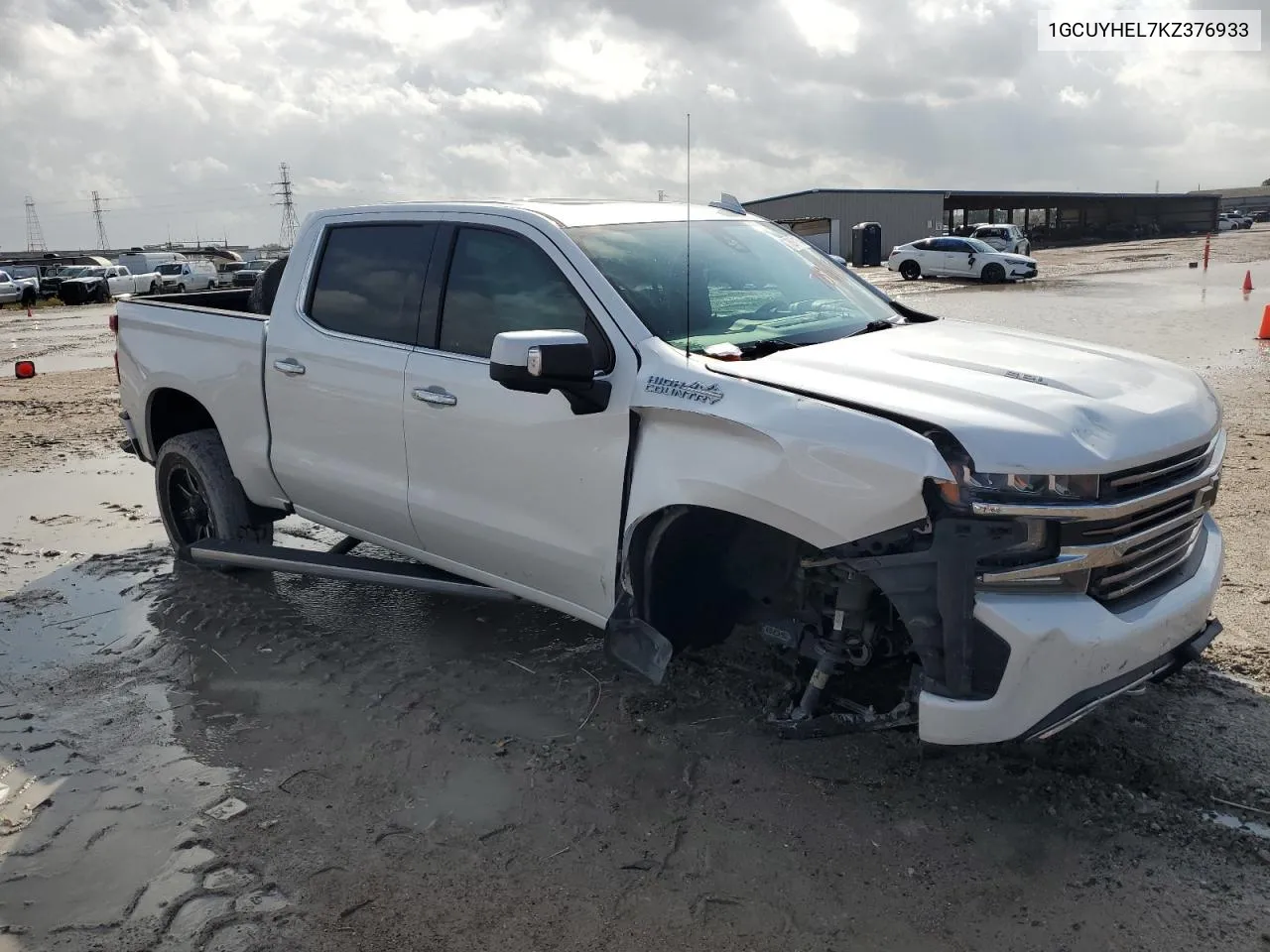 2019 Chevrolet Silverado K1500 High Country VIN: 1GCUYHEL7KZ376933 Lot: 78961154