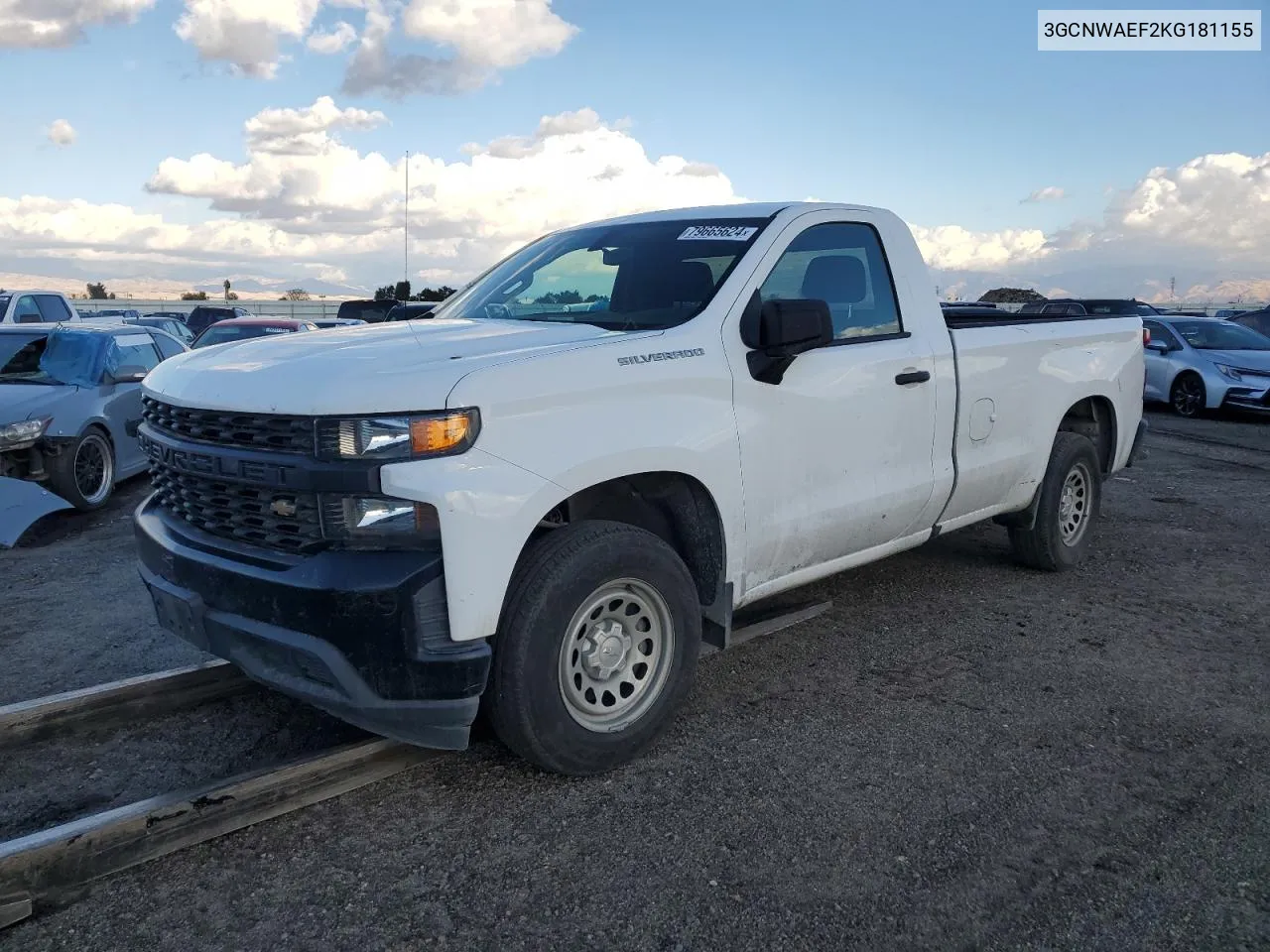 2019 Chevrolet Silverado C1500 VIN: 3GCNWAEF2KG181155 Lot: 79665624