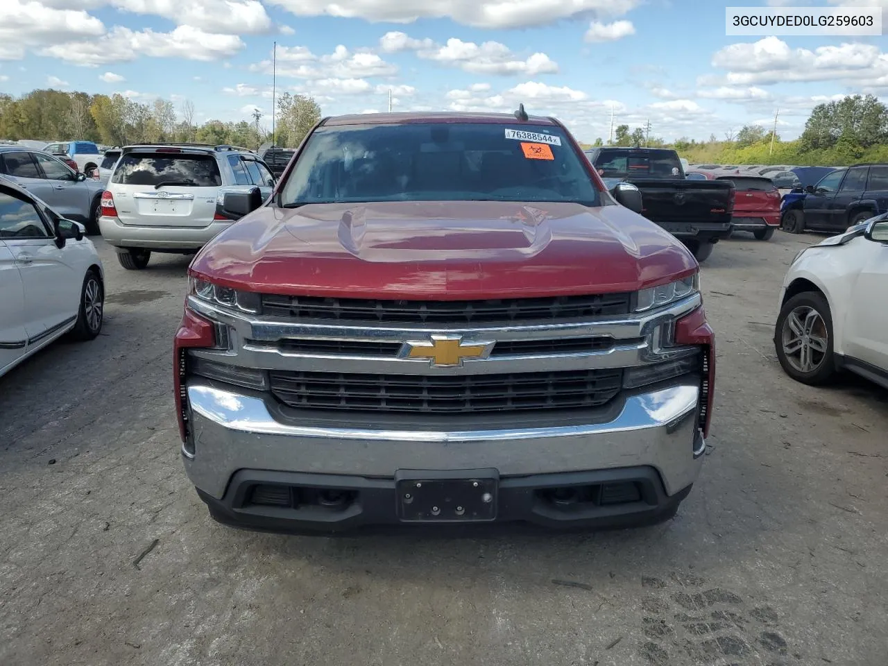 2020 Chevrolet Silverado K1500 Lt VIN: 3GCUYDED0LG259603 Lot: 76388544