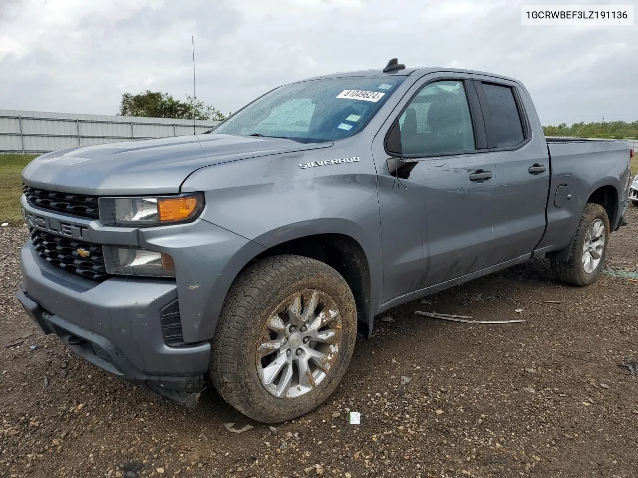 2020 Chevrolet Silverado C1500 Custom VIN: 1GCRWBEF3LZ191136 Lot: 81049624