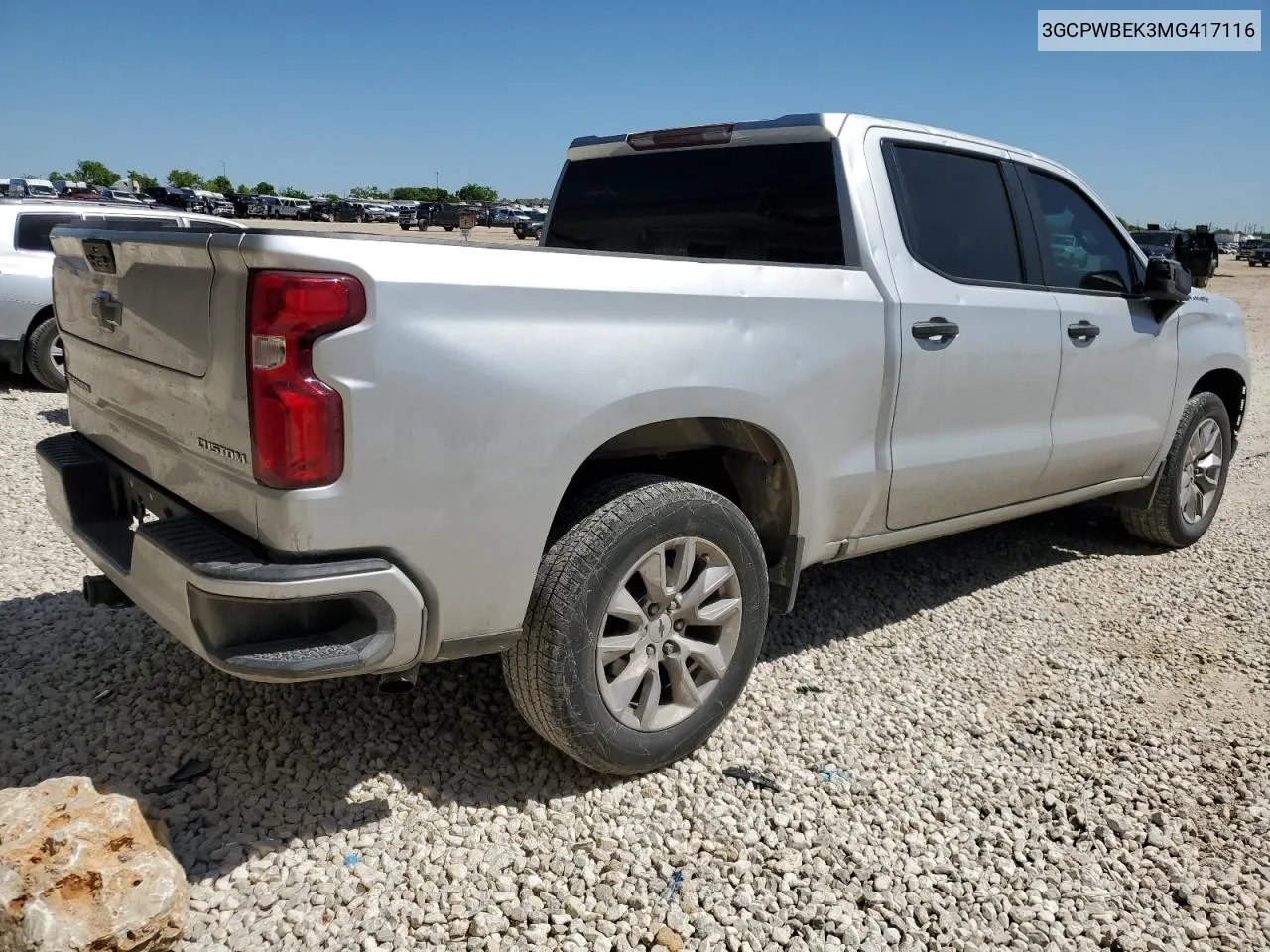 2021 Chevrolet Silverado C1500 Custom VIN: 3GCPWBEK3MG417116 Lot: 48524924