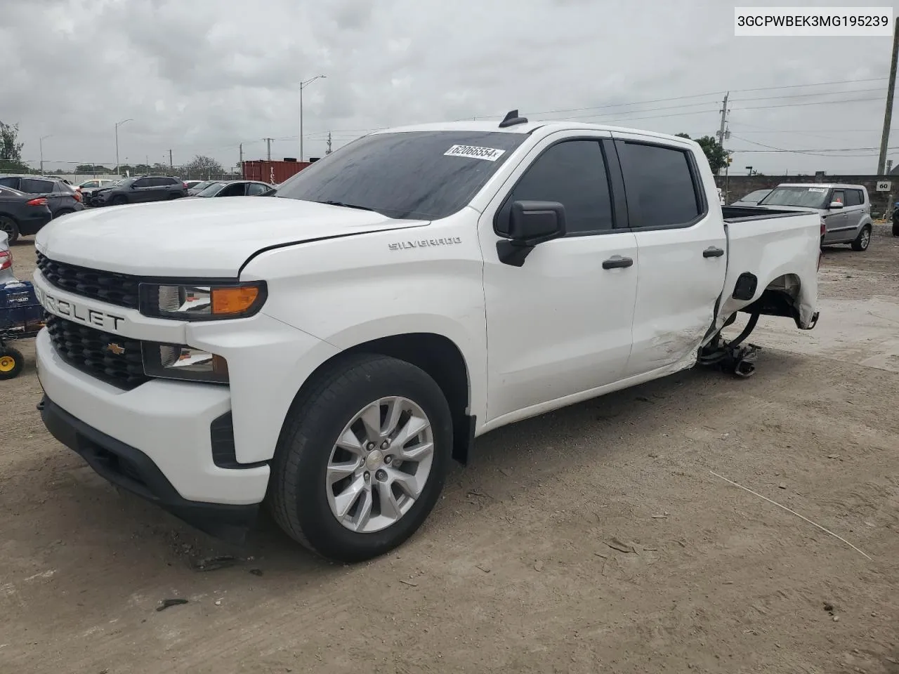 2021 Chevrolet Silverado C1500 Custom VIN: 3GCPWBEK3MG195239 Lot: 62066554