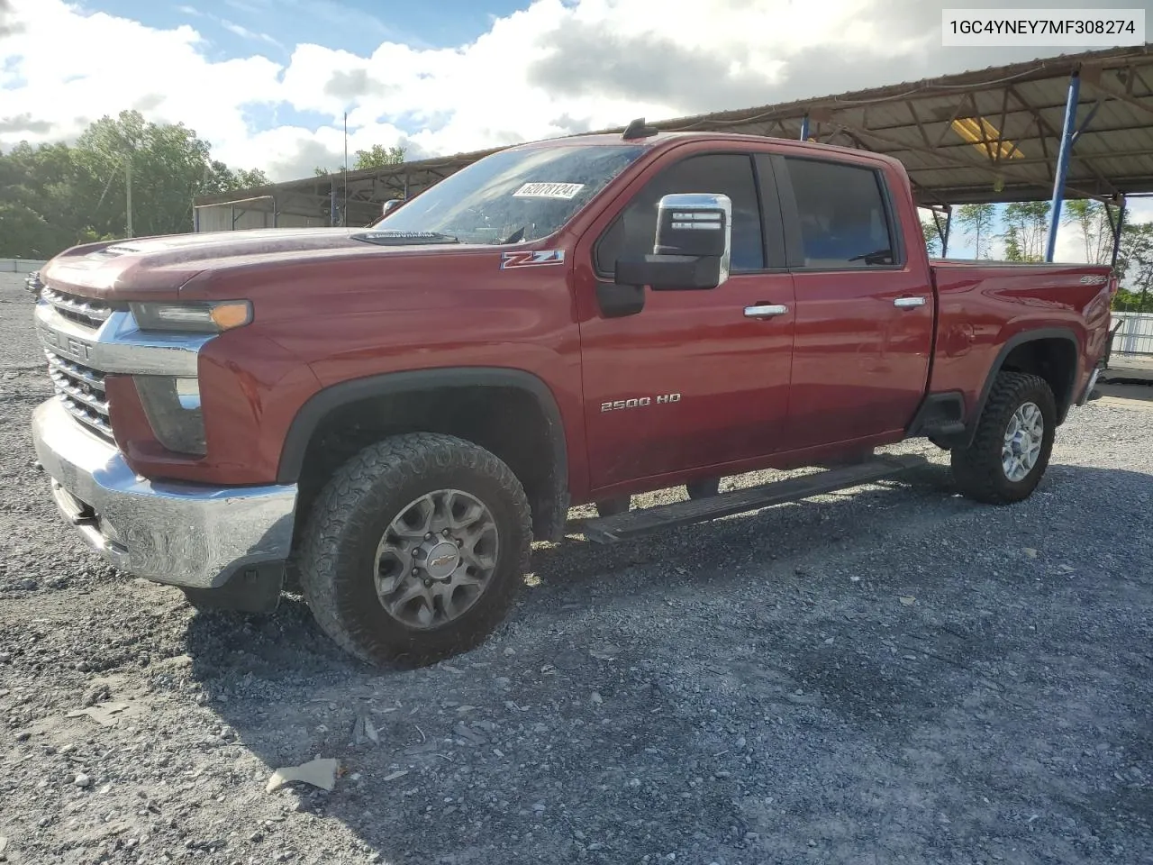 2021 Chevrolet Silverado K2500 Heavy Duty Lt VIN: 1GC4YNEY7MF308274 Lot: 62078124