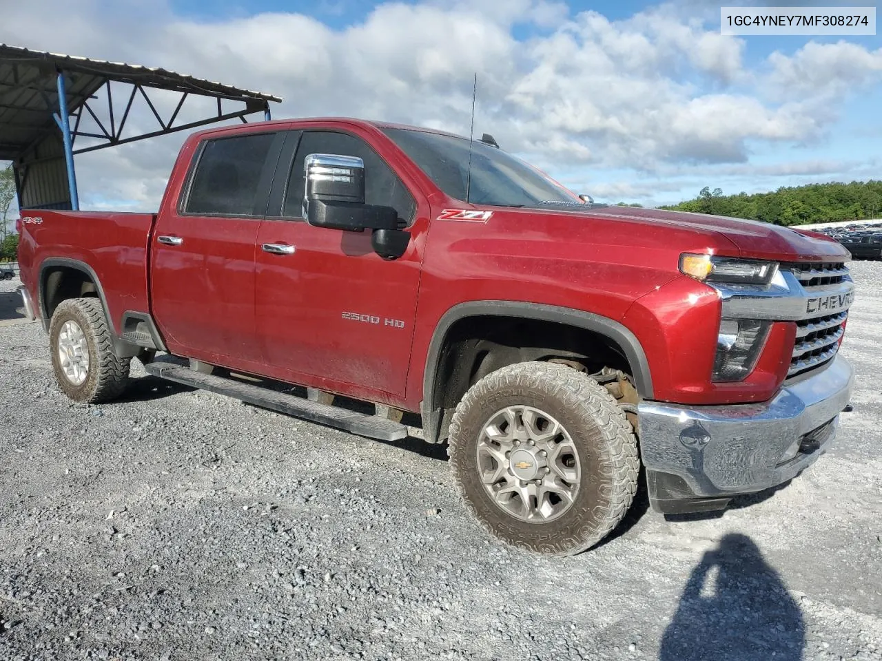 2021 Chevrolet Silverado K2500 Heavy Duty Lt VIN: 1GC4YNEY7MF308274 Lot: 62078124