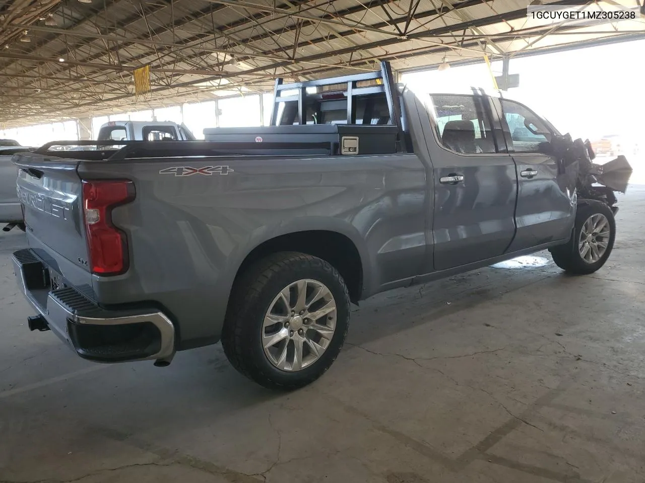 2021 Chevrolet Silverado K1500 Ltz VIN: 1GCUYGET1MZ305238 Lot: 68884534