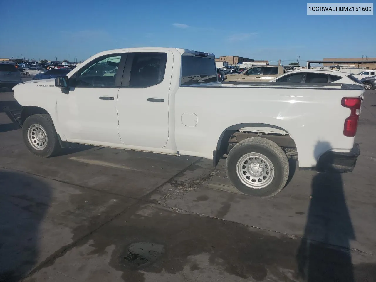 2021 Chevrolet Silverado C1500 VIN: 1GCRWAEH0MZ151609 Lot: 69258794