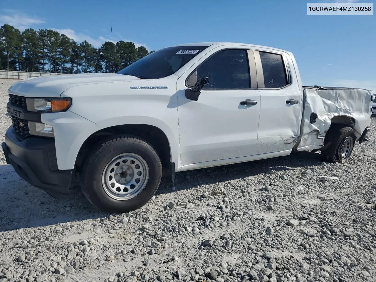 2021 Chevrolet Silverado C1500 VIN: 1GCRWAEF4MZ130258 Lot: 70047554