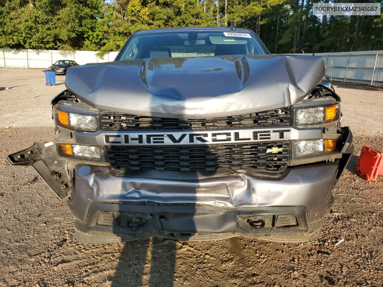 2021 Chevrolet Silverado K1500 Custom VIN: 1GCRYBEKXMZ345057 Lot: 70505974