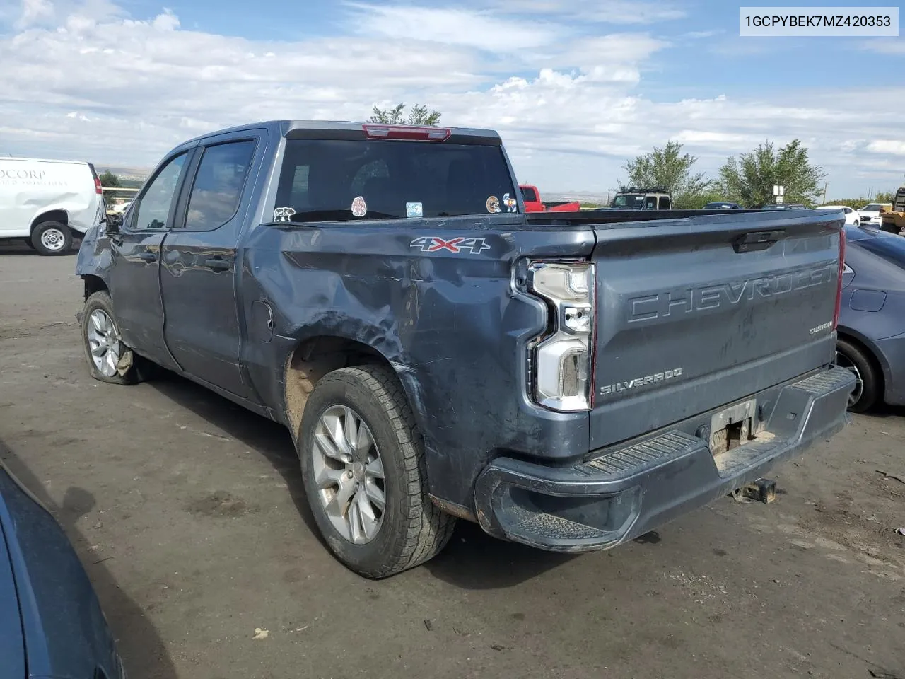 2021 Chevrolet Silverado K1500 Custom VIN: 1GCPYBEK7MZ420353 Lot: 71497274