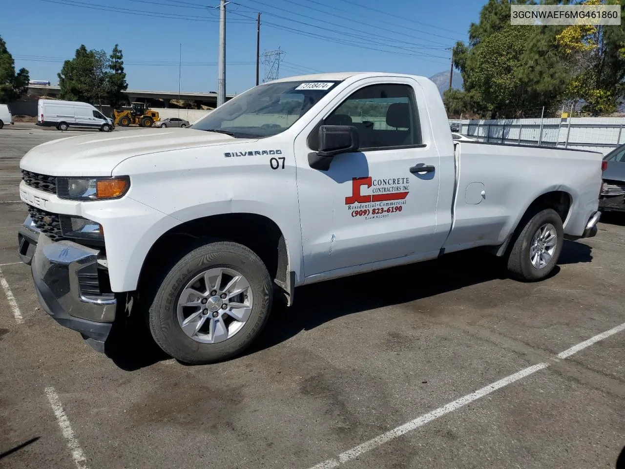 2021 Chevrolet Silverado C1500 VIN: 3GCNWAEF6MG461860 Lot: 73138474