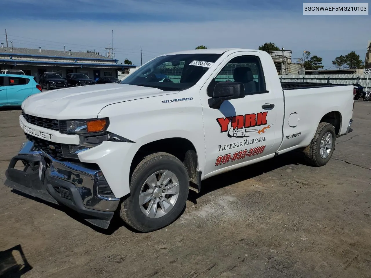 2021 Chevrolet Silverado C1500 VIN: 3GCNWAEF5MG210103 Lot: 73365734