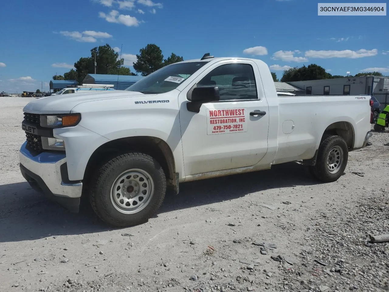 2021 Chevrolet Silverado K1500 VIN: 3GCNYAEF3MG346904 Lot: 73399974