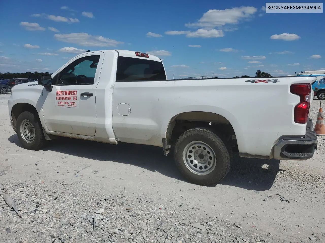 2021 Chevrolet Silverado K1500 VIN: 3GCNYAEF3MG346904 Lot: 73399974