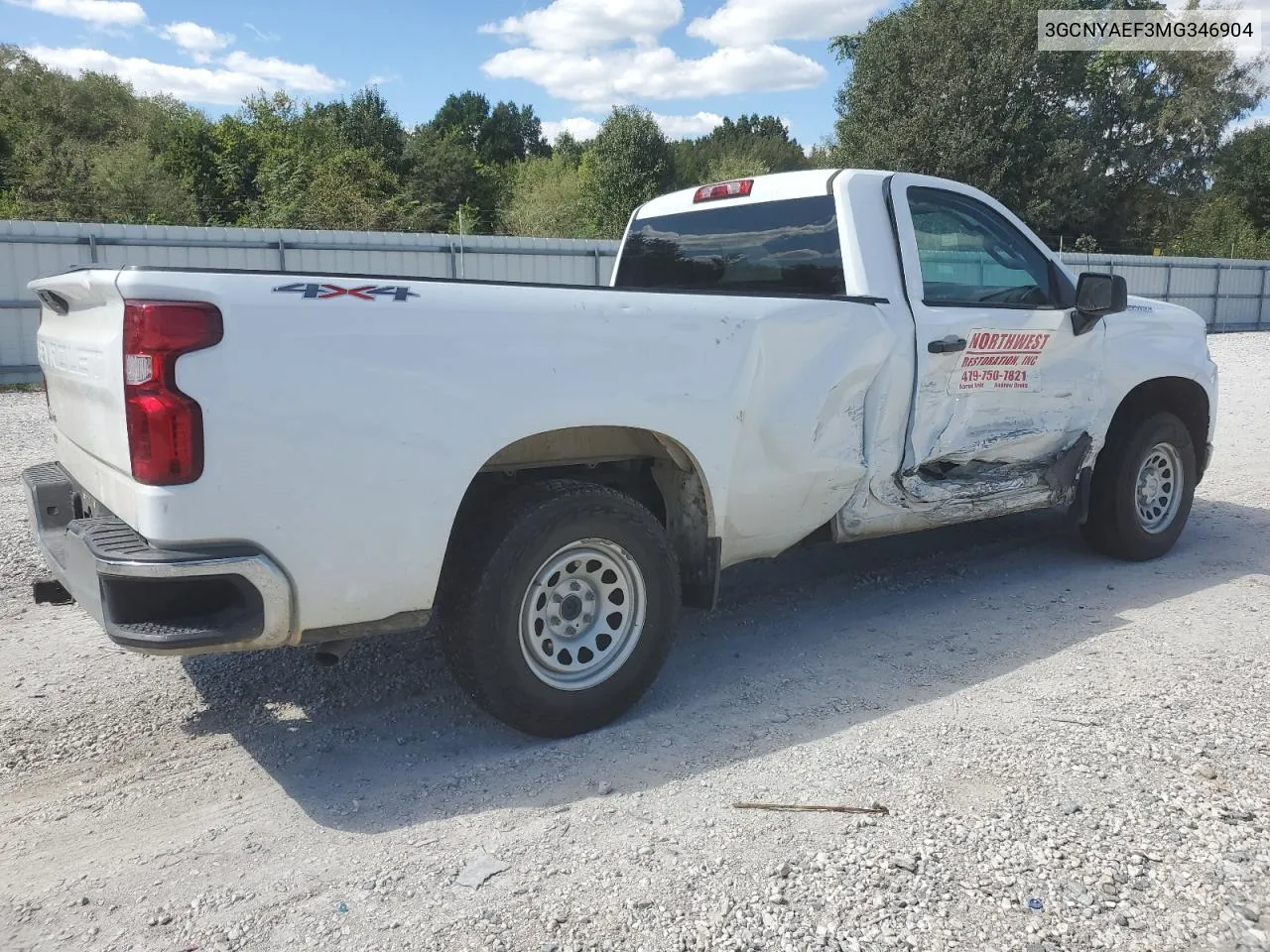 2021 Chevrolet Silverado K1500 VIN: 3GCNYAEF3MG346904 Lot: 73399974