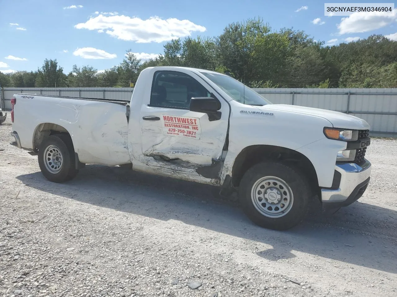 2021 Chevrolet Silverado K1500 VIN: 3GCNYAEF3MG346904 Lot: 73399974