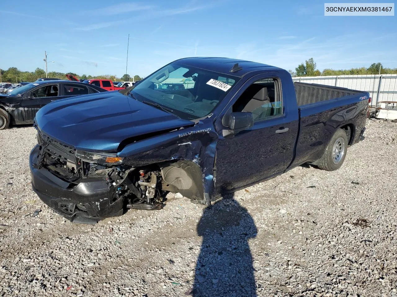 2021 Chevrolet Silverado K1500 VIN: 3GCNYAEKXMG381467 Lot: 73631624