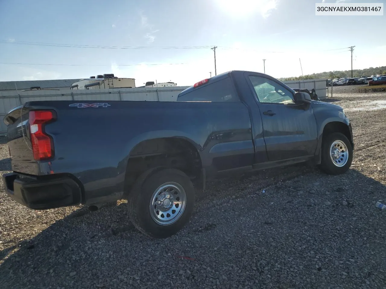 2021 Chevrolet Silverado K1500 VIN: 3GCNYAEKXMG381467 Lot: 73631624