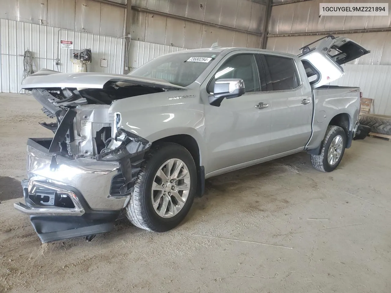 2021 Chevrolet Silverado K1500 Ltz VIN: 1GCUYGEL9MZ221894 Lot: 73680294