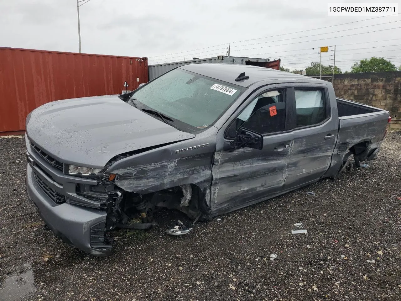 2021 Chevrolet Silverado C1500 Rst VIN: 1GCPWDED1MZ387711 Lot: 74797604