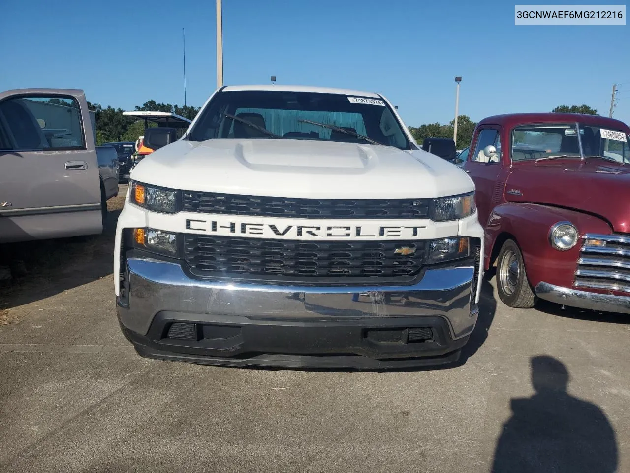 2021 Chevrolet Silverado C1500 VIN: 3GCNWAEF6MG212216 Lot: 74876574