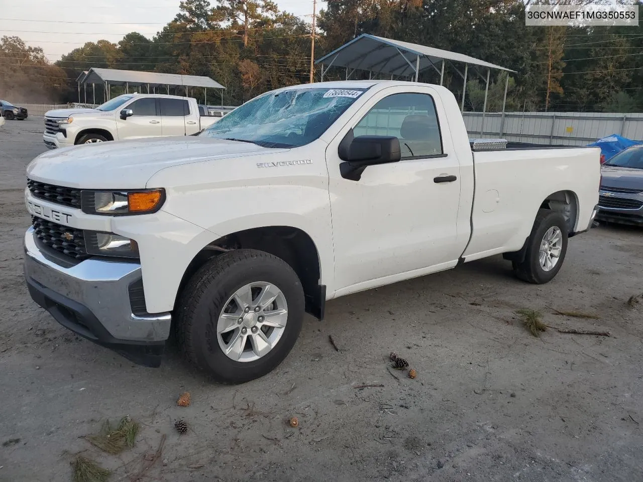 2021 Chevrolet Silverado C1500 VIN: 3GCNWAEF1MG350553 Lot: 75080544