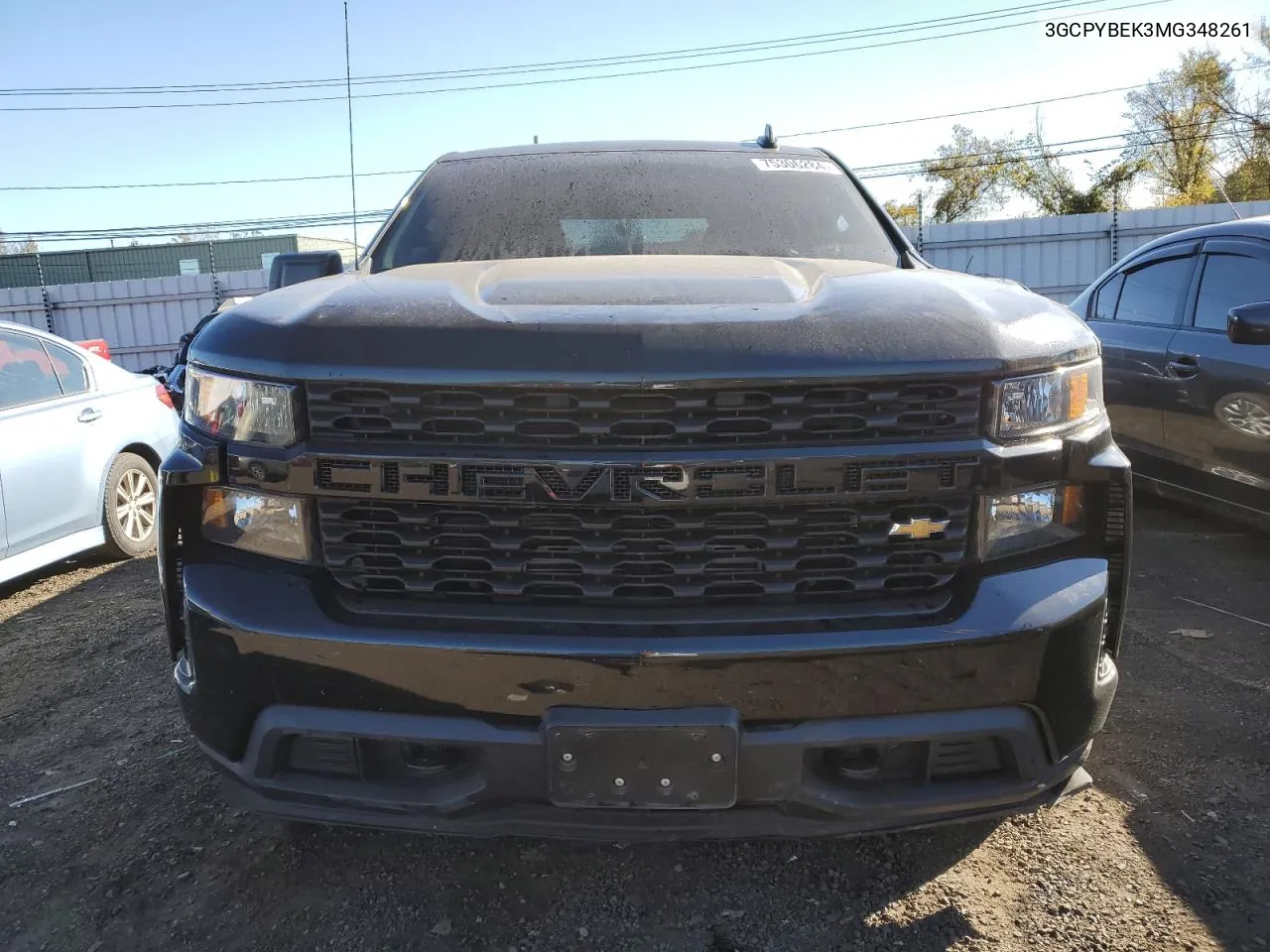 2021 Chevrolet Silverado K1500 Custom VIN: 3GCPYBEK3MG348261 Lot: 75306284