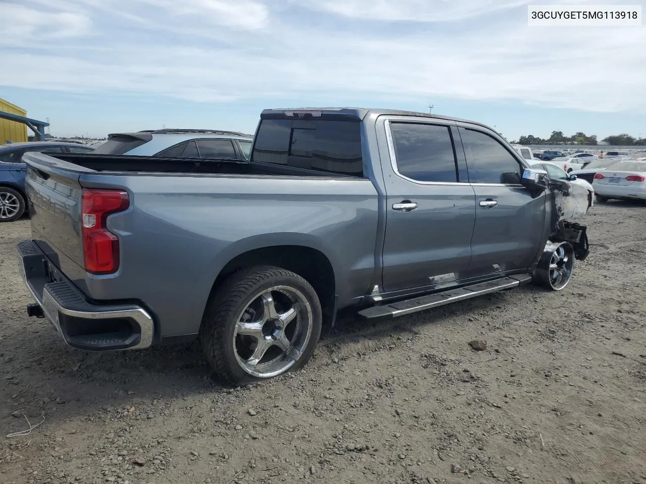 2021 Chevrolet Silverado K1500 Ltz VIN: 3GCUYGET5MG113918 Lot: 75355524