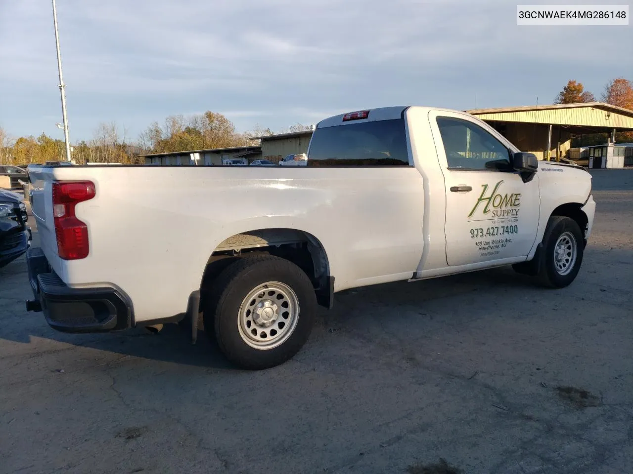 2021 Chevrolet Silverado C1500 VIN: 3GCNWAEK4MG286148 Lot: 75868924