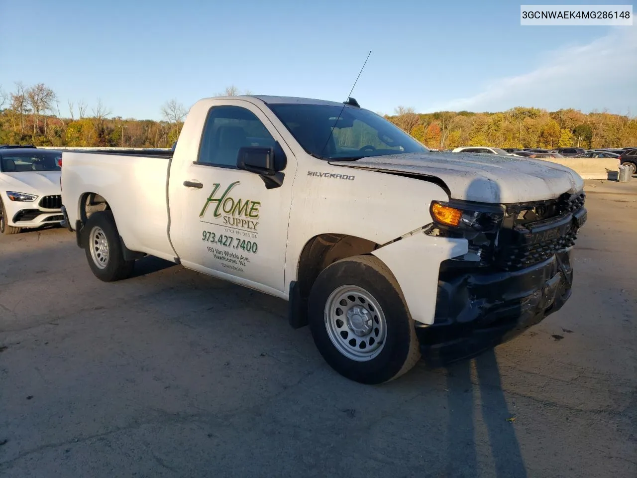 2021 Chevrolet Silverado C1500 VIN: 3GCNWAEK4MG286148 Lot: 75868924