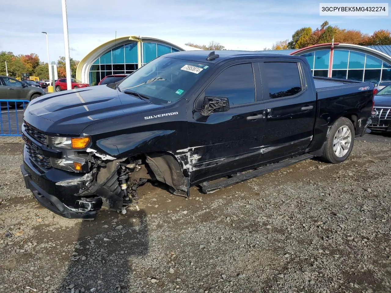 2021 Chevrolet Silverado K1500 Custom VIN: 3GCPYBEK5MG432274 Lot: 75953874