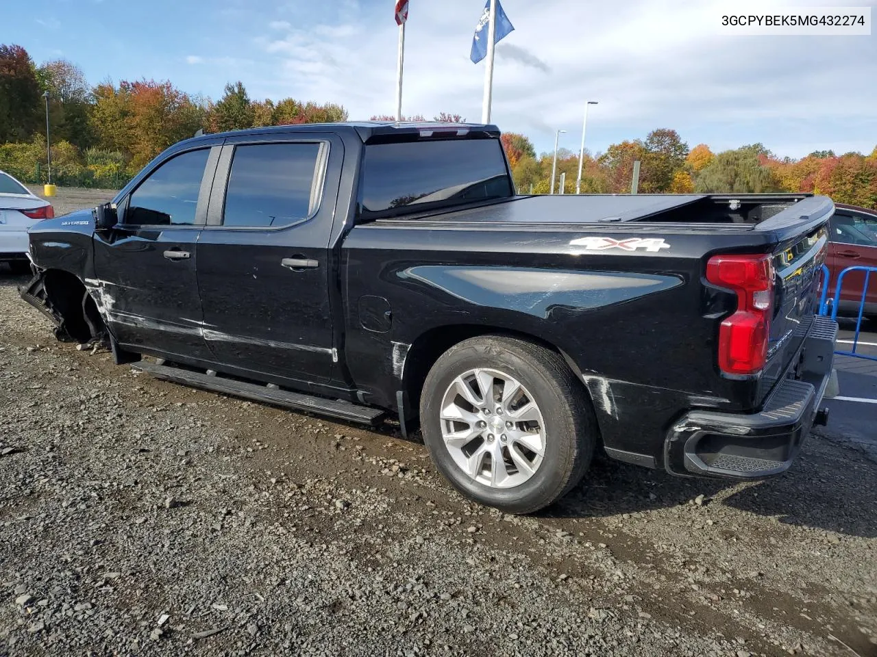 2021 Chevrolet Silverado K1500 Custom VIN: 3GCPYBEK5MG432274 Lot: 75953874