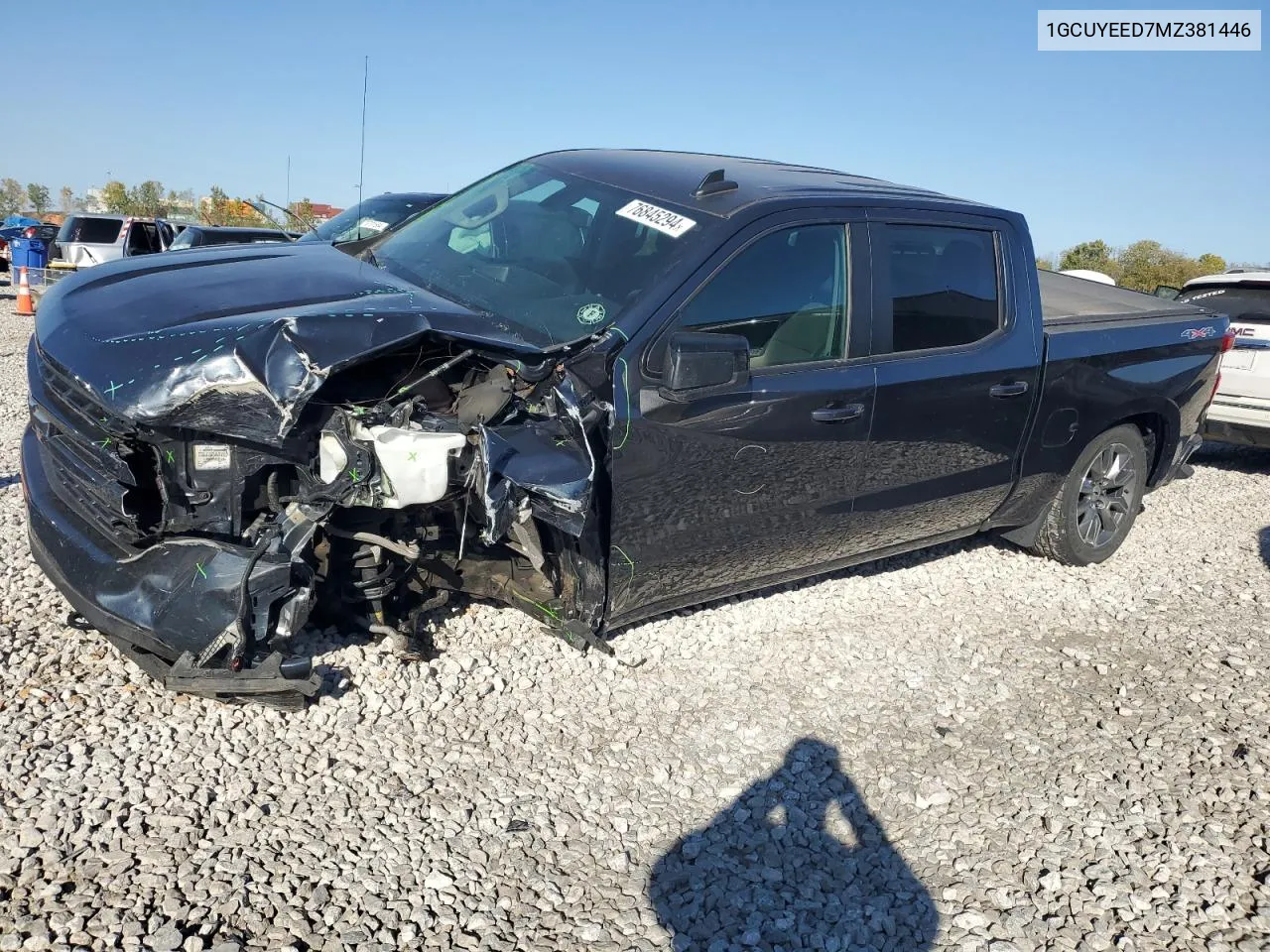 2021 Chevrolet Silverado K1500 Rst VIN: 1GCUYEED7MZ381446 Lot: 76845294