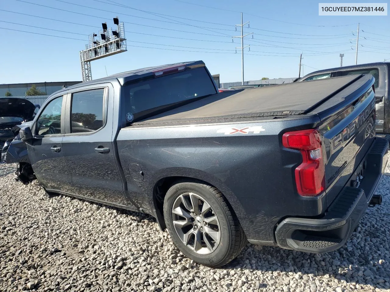 2021 Chevrolet Silverado K1500 Rst VIN: 1GCUYEED7MZ381446 Lot: 76845294