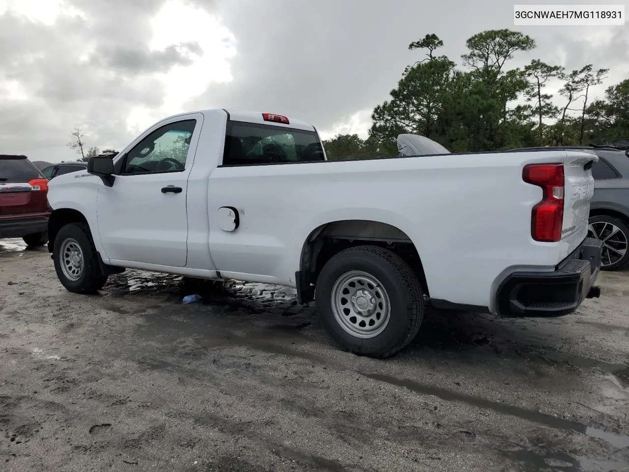 2021 Chevrolet Silverado C1500 VIN: 3GCNWAEH7MG118931 Lot: 77312644