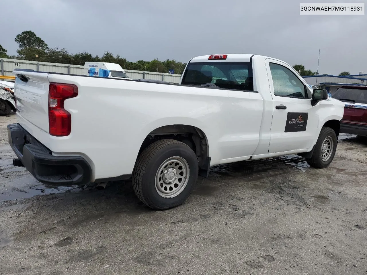 2021 Chevrolet Silverado C1500 VIN: 3GCNWAEH7MG118931 Lot: 77312644