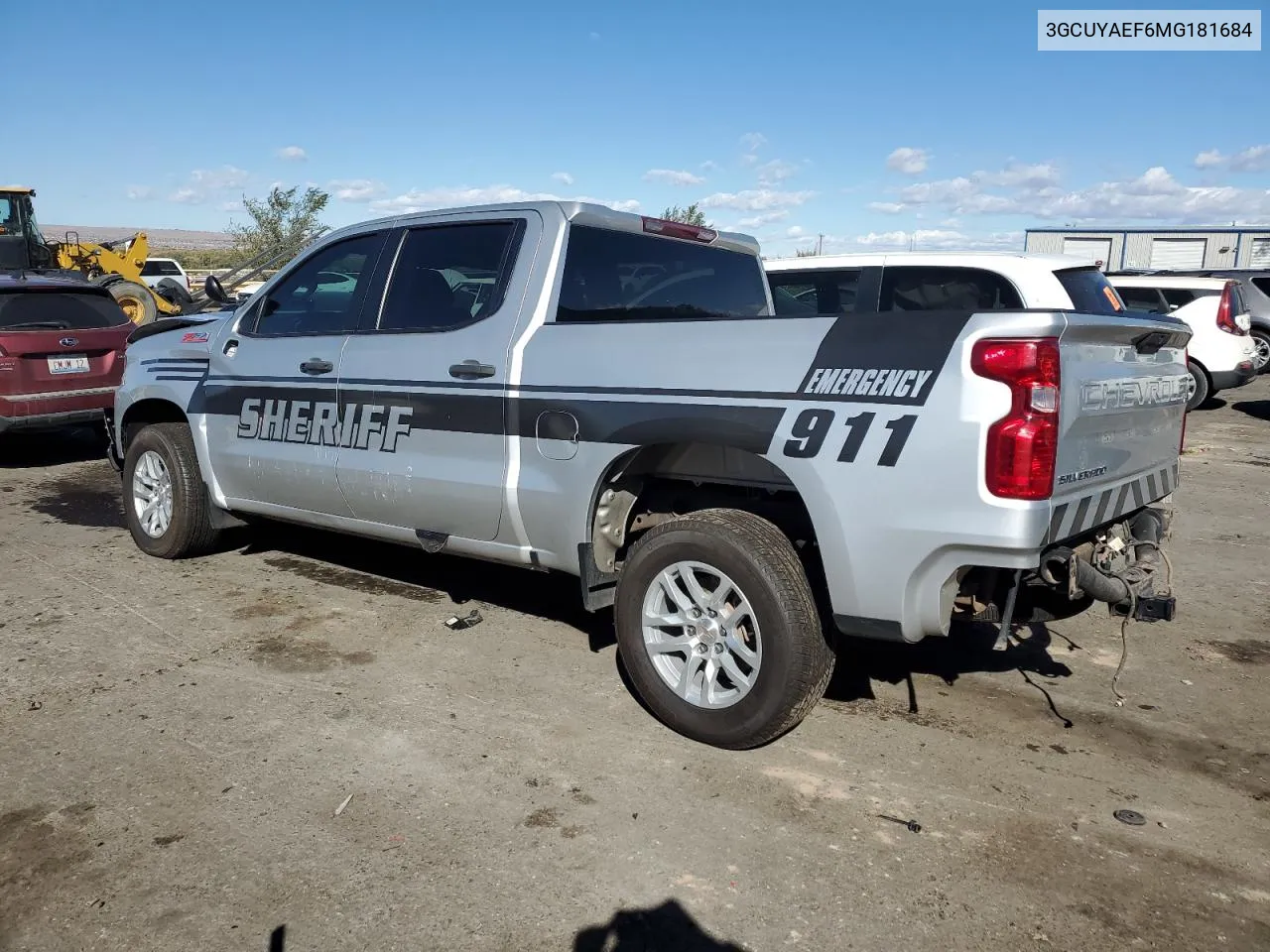 2021 Chevrolet Silverado K1500 VIN: 3GCUYAEF6MG181684 Lot: 78006384