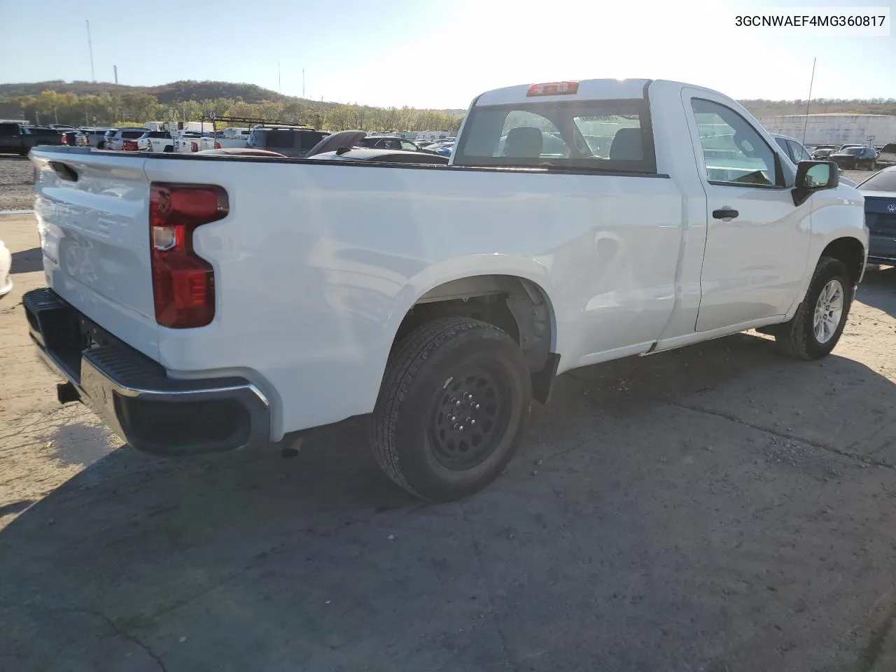 2021 Chevrolet Silverado C1500 VIN: 3GCNWAEF4MG360817 Lot: 79694384