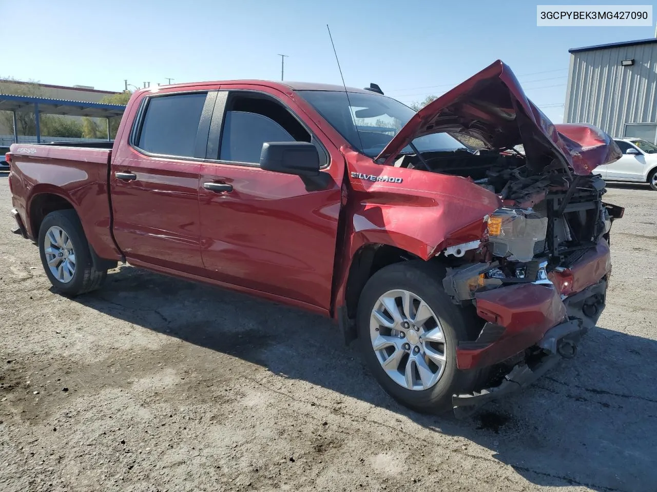 2021 Chevrolet Silverado K1500 Custom VIN: 3GCPYBEK3MG427090 Lot: 81113894